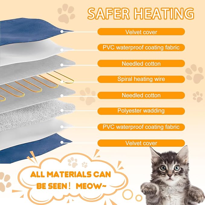 Dog Heating Pad Outdoor, Heated Dog Bed Indoor for Cats, Warming Electric Pet Heating Pad Temperature with Timer, Waterproof Heated Pet Mat with Chew Resistant Cord, for Puppy Kitten, 28 * 18 in