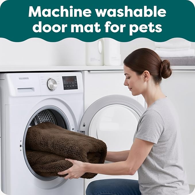 Furhaven 60" x 48" Highly Absorbent Dog Door Mat for Muddy Paws, 100% Washable, Perfect for Entryway, Kitchen, & Bathroom Use - Chenille Shammy Rug - Charcoal (Gray), Jumbo Plus/XXXL