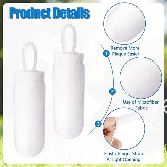 Chunful 20 Pcs Microfiber Fingerbrush for Dogs Soft Finger Toothbrush Pet Dental Finger Brush for Dog Cat Teeth Cleaning Remove Plaque and Tartar