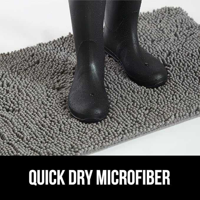 GORILLA GRIP SOAKSTOPPER Dog Door Mat, 36x24 Machine Washable Rug Absorbent Doormat Captures Moisture Mud Dirt, Quick Dry Soft Chenille Entryway Rugs Indoor Entrance Mats for Dog Paws, Gray