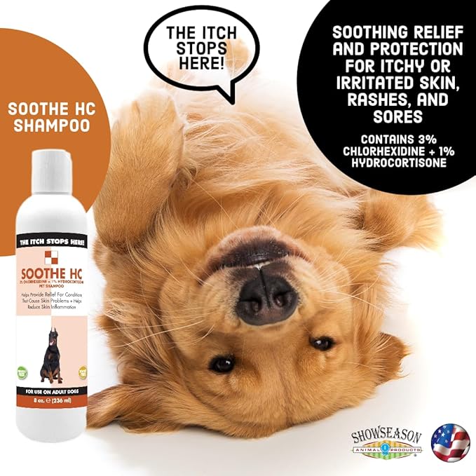 Soothe HC Itch Relief Pet Shampoo for Dogs 8 oz. | Antiseptic | Cools Red, Inflamed Skin | Made in USA