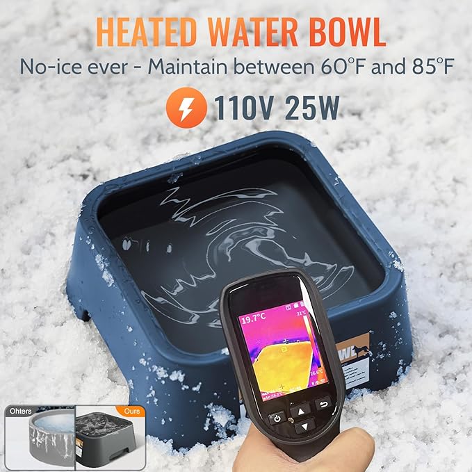 Heated Water Bowl for Outdoor Dogs Cats, 3.5L / 120oz Large Heated Pet Water Bowl with Chew Resistant Power Cord, Thermal-Bowl No-Freeze Heated Dog Water Dish for Winter, Rabbit Chicken Duck Bird Use