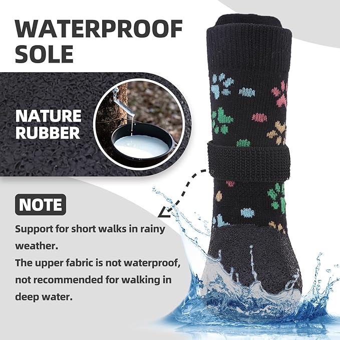 PUPTECK Anti Slip Dogs Shoes for Hot/Cold Pavement, Senior Booties, Rubber Boots & Paw Protectors for Small Medium Large Size Dogs to Prevent Licking, Grippy Socks for Hardwood Floors, Paw, XL