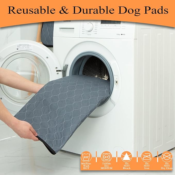 Washable Pee Pads for Dogs 3 Pack, 36x72, Reusable Puppy Pads, Reusable Pee Pads with Quick Dry, Anti-Slip Dog Cat Pee Pads, Whelping Pads, Dog Pen Mat