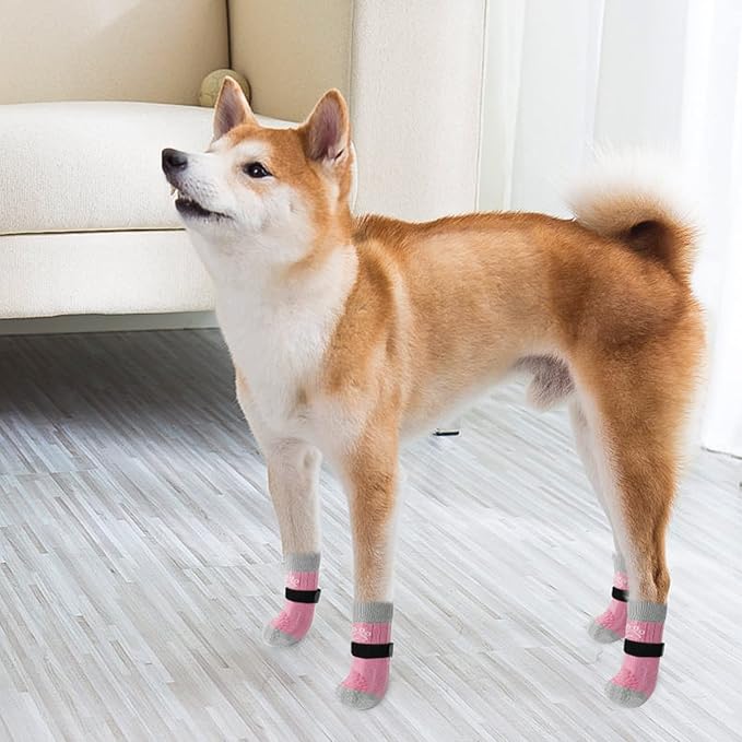 SCENEREAL 6Pcs Anti Slip Dog Socks to Prevent Licking Paws for Hot/Cold Pavement, Dog Grippy Socks for Hardwood Floors, Dog Shoes for Boots & Paw Protectors for Puppy Small Medium Large Senior Dogs