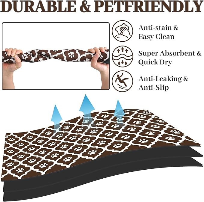 Dog Food Mat 12X20 Inch Pet Feeding Absorbent Mats for Floor Cat Water Bowl Placemats Non-Slip Washable Dog Mat for Food and Water