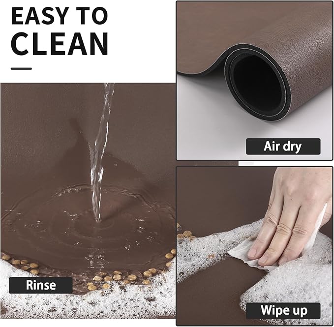 Dog Food Mat - Absorbent Cat Mat for Food and Water, No Stains Pet Feeding Bowl Mat, Easy to Clean Pet Placemats, Quick Dry Dog Water Dispenser Mat for Messy Drinkers | Brown 24"x36"