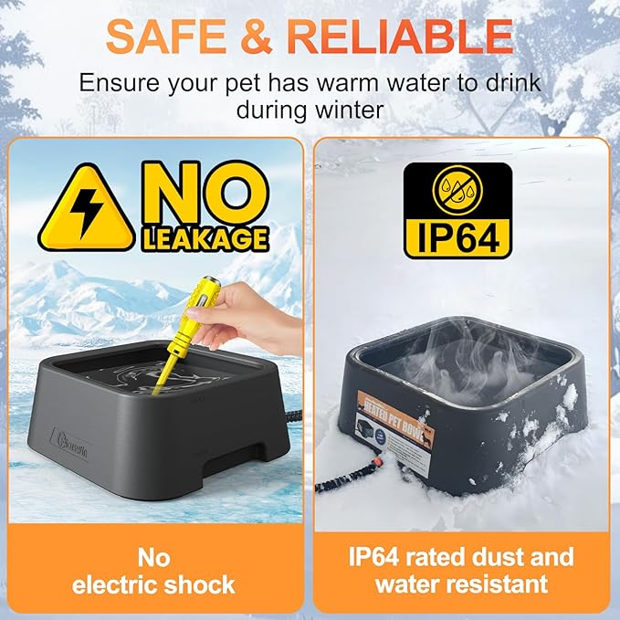 Heated Water Bowl for Outdoor Dogs Cats, 3.5L / 120oz Large Heated Pet Water Bowl with Chew Resistant Power Cord, Thermal-Bowl No-Freeze Heated Dog Water Dish for Winter, Rabbit Chicken Duck Bird Use