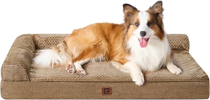 EHEYCIGA Memory Foam Dog Bed XLarge Sized Dogs, Extra Large Dog Bed Orthopedic with Washable Removable Cover, Waterproof XL Pet Bed Couch for Crate, 41x27x6.5 Inches, Camel