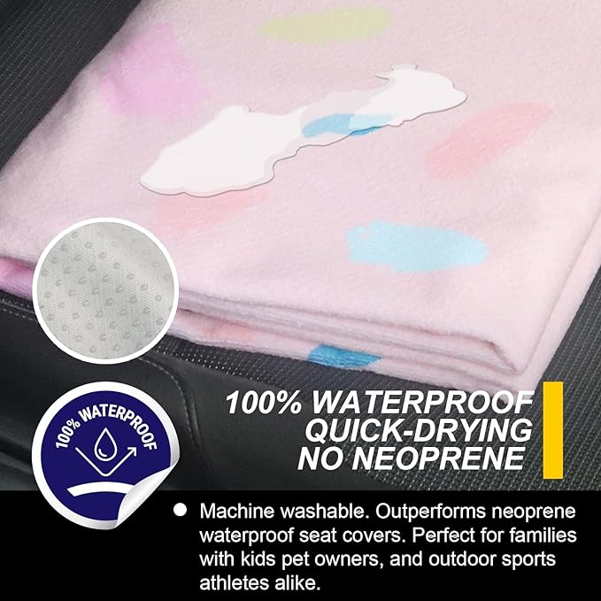 LoyaGour Back Seat Cover for Car Trucks Van SUV,Waterproof Rear Bench Towel Seat Covers for Dogs and Kids,Automotive Backseat Protector (Pink Marbling)