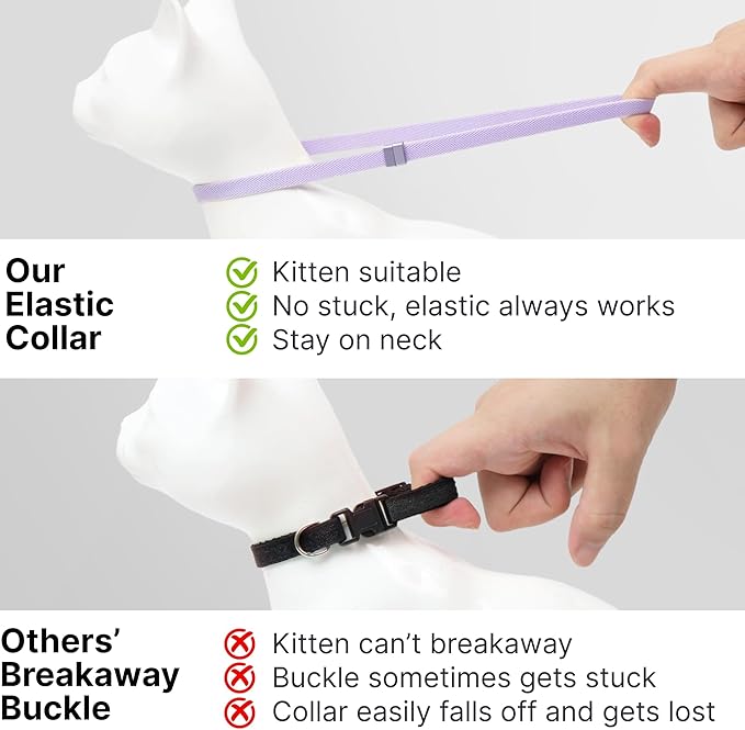 Safety Cat Collar - U.S. IDA Gold Awarding Design, Stretch Elastic Quick Release, Non Breakaway - Light Weight for Kitten, Neck Fit 5.9'-11.8' for All Small Large Cat,S(Blurple)