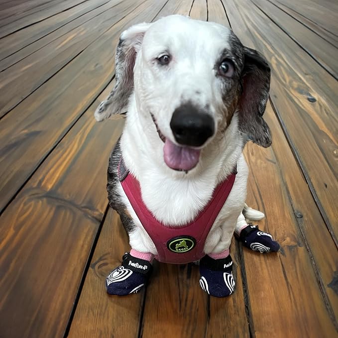 Medical Therapeutic Double Sided Non-Slip Cotton Dog Socks | PawFlex Comfy Pawz Silicone Grip on Inner Cuff No Twisting or Sliding Off | Senior & Disabled Dog Traction Control |Pet Paw Protection