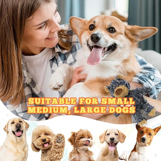 Dog Toys for Aggressive Chewers,Indestructible Robust Bear Toy, Durable Squeaky Toys for Heavy Chewers, Interactive Dog Toy Unbreakable Stuffed Plush for Small, Medium Sized Dogs (Blue, Small)