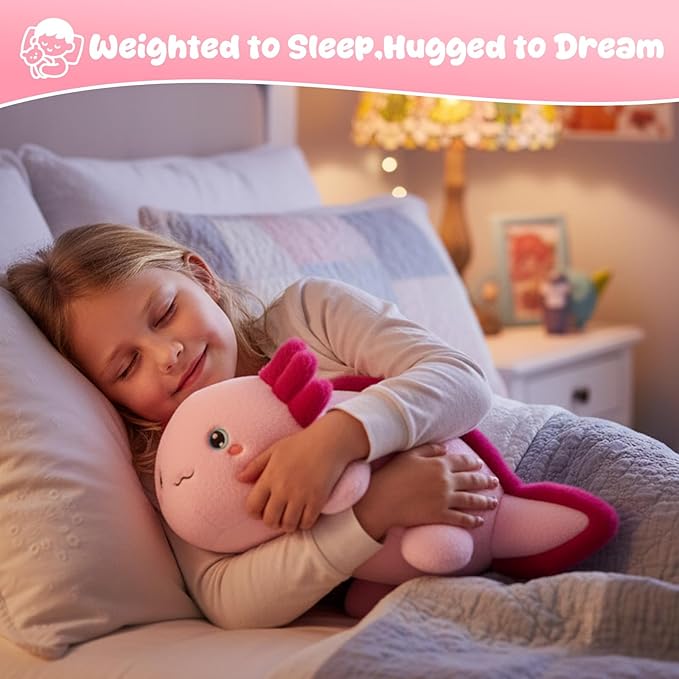 SQEQE Weighted Stuffed Animal Axolotl, Soft Weighted Axolotl Plush Toy, Cute Hugging Pillow Gift for Kids Adults, Home Decoration Christmas Gifts Birthday Present 23.6 Inch, 3.8 Lb