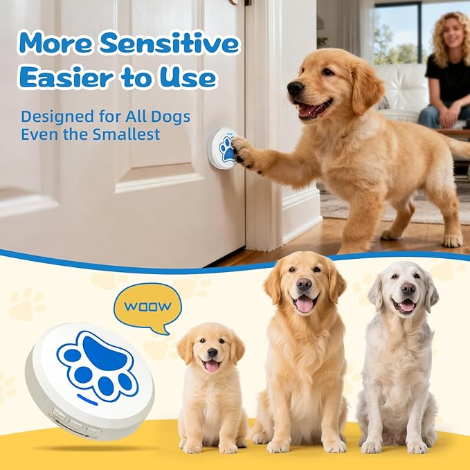 ChunHee Dog Door Bell - Bell for Dogs to Ring to Go Potty with 28 Ringtones & Adjustable Volume | Chew-Proof & 30-Second Setup Dog Door Bells for Potty Training| Teach Puppies to Signal Go Outside
