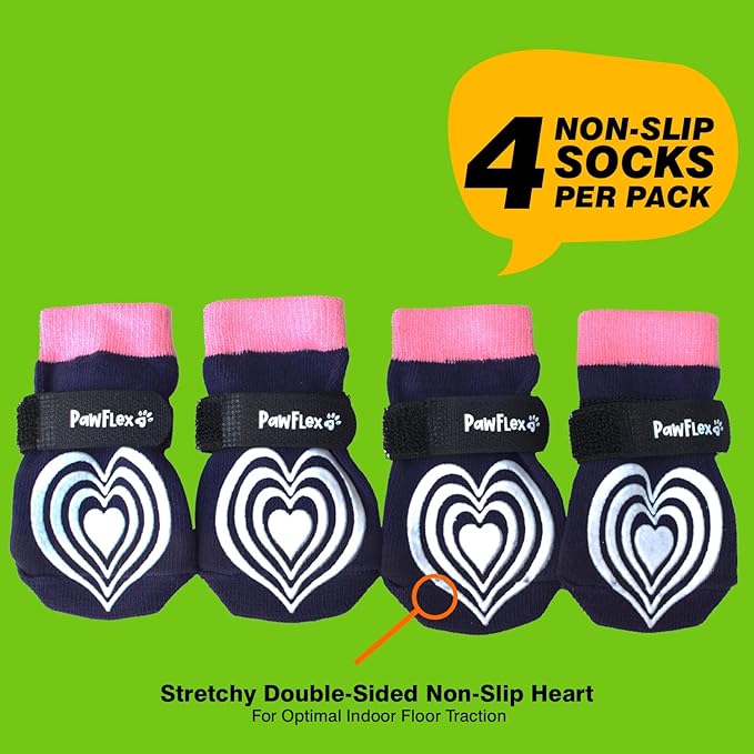 Medical Therapeutic Double Sided Non-Slip Cotton Dog Socks | PawFlex Comfy Pawz Silicone Grip on Inner Cuff No Twisting or Sliding Off | Senior & Disabled Dog Traction Control |Pet Paw Protection