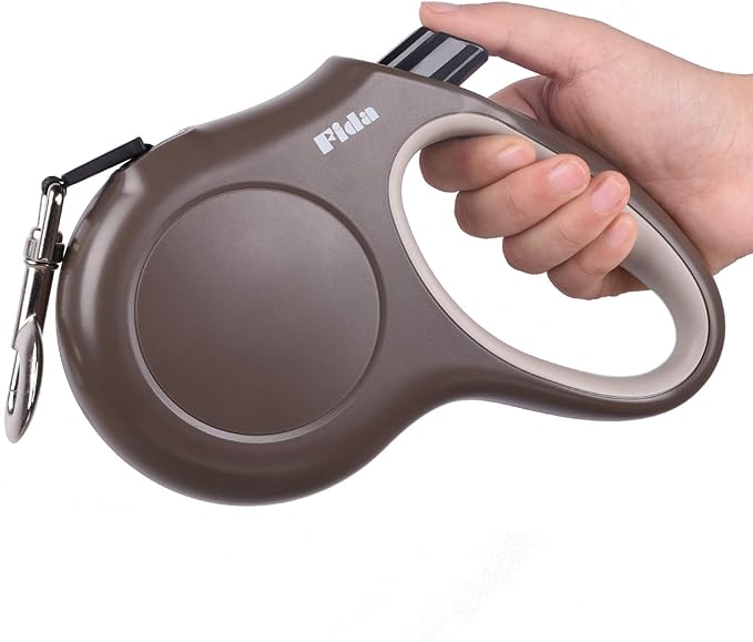 Fida Retractable Dog Leash, 16ft Heavy Duty Pet Walking Leash for X-Small/Small/Medium/Large Dog or Cat up to 110 lbs, Tangle Free. One-Hand Brake (Large, Coffee)