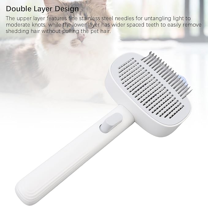 Tyenaza Cat Grooming Brush, Pets Skin Friendly Self Cleaning Slicker Massage Brushes for Shedding Dogs Cats Hair