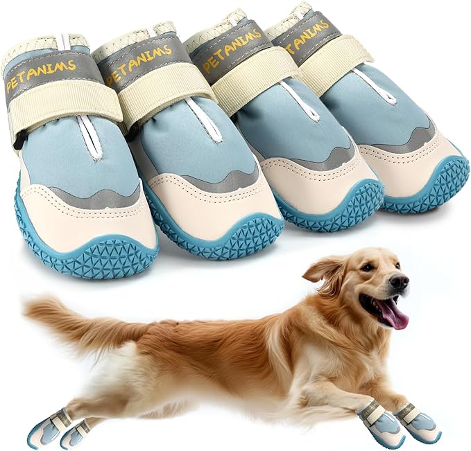 Dog Shoes for Small Dogs, Medium Dog Boots & Paw Protectors for Winter Snow, Waterproof Dog Booties for Hot Pavement, Hardwood Floors, for Rainy Blue Size 2