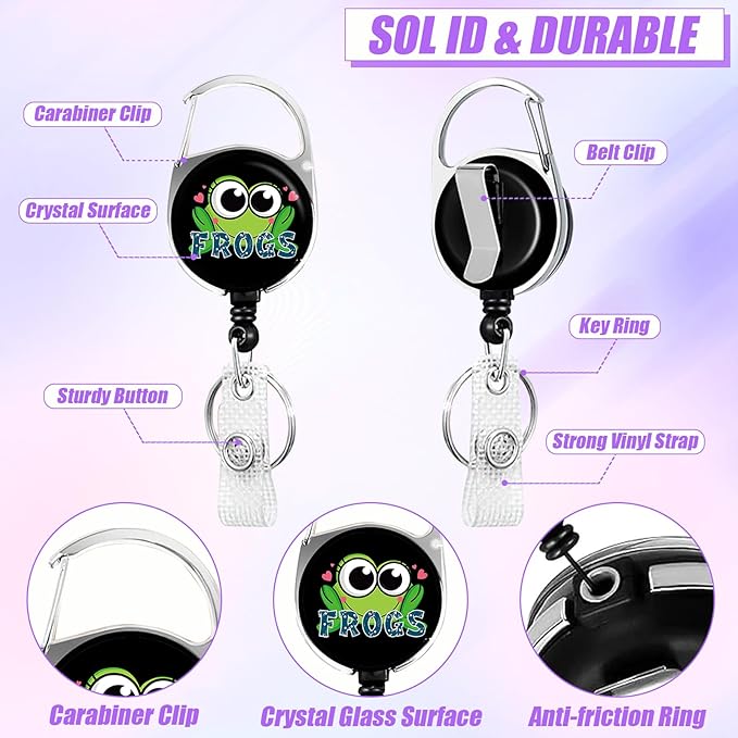 Frog Lover ID Badge Holder with Lanyard, Retractable Lanyards for ID Badges Name Tag Clips, Funny Nurse Teacher Office Student Gift