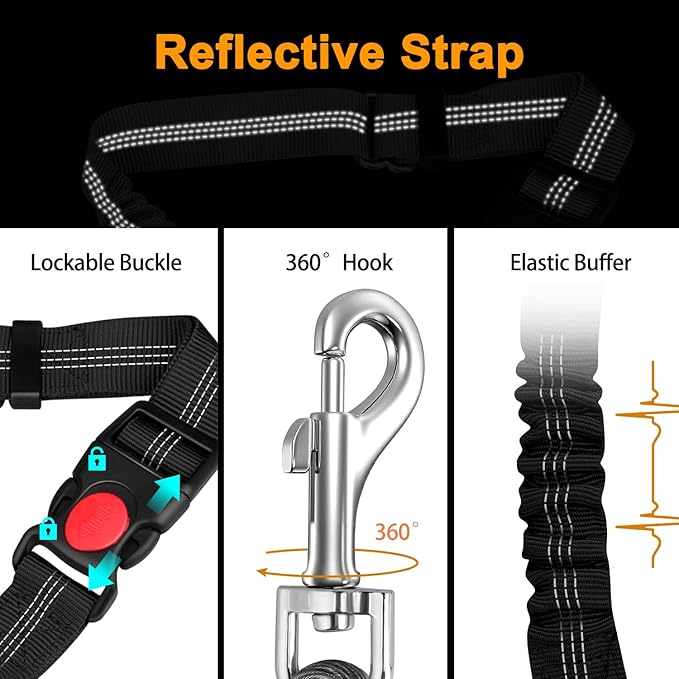 Chew Proof Dog Car Seat Belt, 2 in 1 Steel Cable Dog Car Accessories Headrest Restraint Dogs Car Seatbelt for Medium Large Dogs Chewer Heavy Duty Dog Seatbelts for Cars Swivel Attach