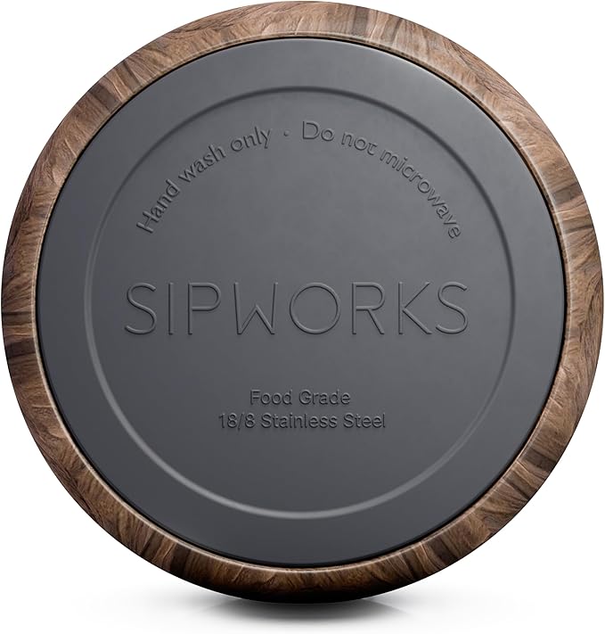 Sipworks Stainless Steel Dog Bowl – 32oz Weighted Metal Food and Water Bowls for Dogs and Cats with Non-Slip Base - Pet Bowls for All Breeds Sizes for Travel & Outdoor Play - Mahogany