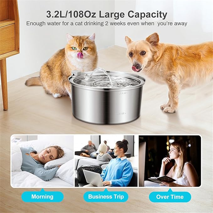 Vetiflow Water Bowl, Vetiflow Triple-Defense PRO Technology Water Bowl for Cat and Dog
