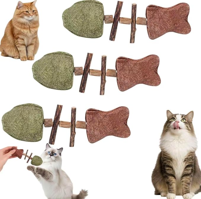3PCS Purrident New Creative Fish Bone Cat Toys-Fix Your Cat’s Dental Health,Natural Fishbone Cat Dental Toy,2026 New Creative Durable Feline Tooth Care Tool with Wooden Catnip Teeth Cleaning Stick