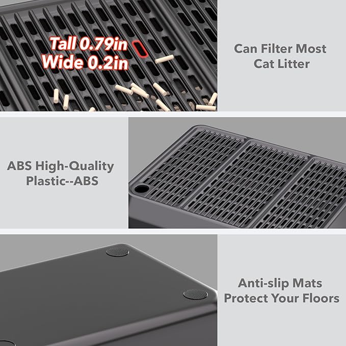Cat Litter Box Mat Step/Ramp - Large 16"x11" Anti-Tracking Cat Litter Catcher Mat Double Layer Washable Kitty Trapping Tary Easy Clean, Also for Kitten & Elderly Cats Ramp