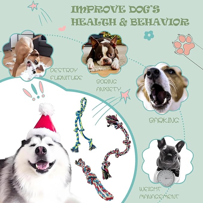 Cdyzqikm 3-Pack Heavy Duty Dog Rope Toy, Tough Chew Toys, Durable Interactive Tug of War &Teeth Cleaning Ropes for Large and Medium Aggressive Chewers (3-Pack, Large)