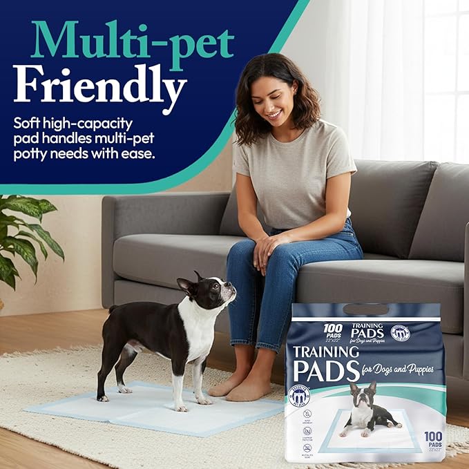 BPG Puppy Pads 100 Count – Super Absorbent Training Pads for Dogs and Puppies, Leak-Proof Protection, Odor-Neutralizing Disposable Dog Pee Pads Essentials, 22"x22"- BROOKLYN PET GEAR