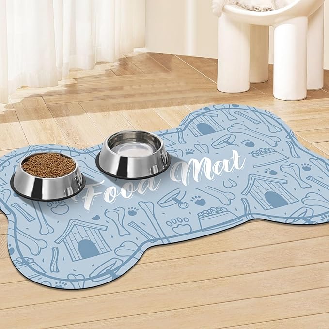 Pet Feeding Mat - Absorbent Dog Food Mat for Floors Waterproof，Dog Cat Placemat Mat for Food and Water Bowls - No Stains No Sliding Quick Dry Water Eating Dish Mat