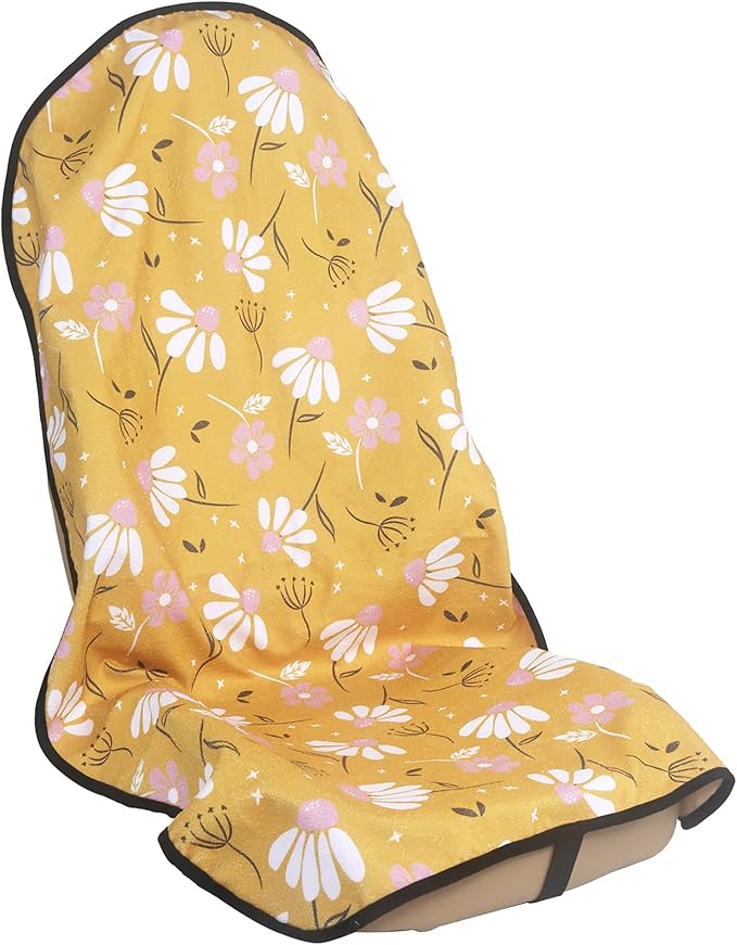 LoyaGour Car Seat Cover Protector Front Seats,for Gym Workout,Running,Swimming,Beach and Hiking,Waterproof Sweat Towel Bucket Seat Covers for Cars SUV Trucks (Chamomile and Yellow, 1Pcs)