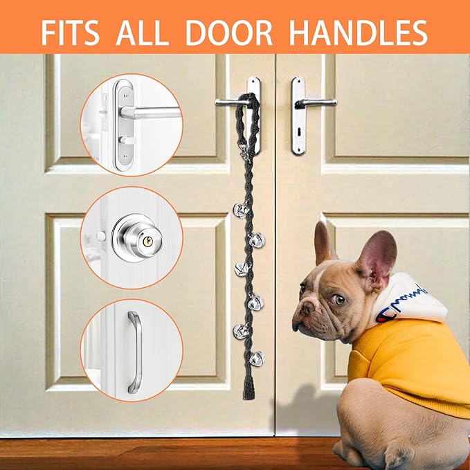 Dog Bells to Go Outside & Puppy Potty Training, Adjustable Dog Door Bell Ring to Go Potty, Handmade with Premium Yarn. Twisted Style, Black 2 Count