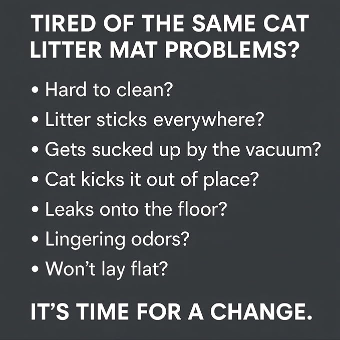 Cat Mat for Litter Box: Groove Design for Scatter Control - Easy Clean Silicone Cat Litter Mat (24"x15",Pack of 2,Grey)