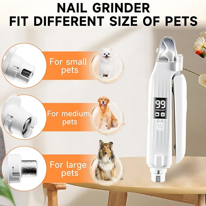 2 in 1 Dog Nail Clippers an Nail Grinder Pet Trimmers for Dogs Cats Claw Nail Care Tool USB Rechargeable Dogs Nail Trimmer with LED Lights and Storage Bag Low Noise Pet Electric Grinder