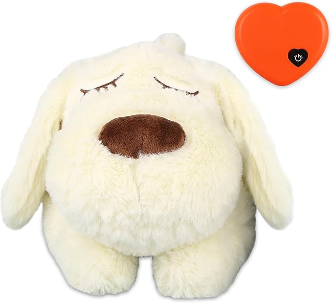 ZALBYUY Heartbeat Puppy Toy, Puppy Sleep Aid Toy, Small Dog Training Toys for Separation Anxiety Relief, Pets Plush Toys for Dogs Cats (White)