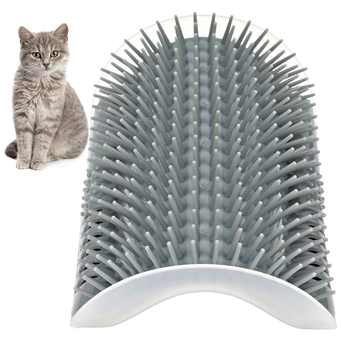 Cat Self Groomer Massage Comb, Soft Plastic Brush for Wall or Corner Mount, 5x3.3 Inch - Durable Hair Removal, Easy Cleaning, Comfortable Self - Grooming for Cats