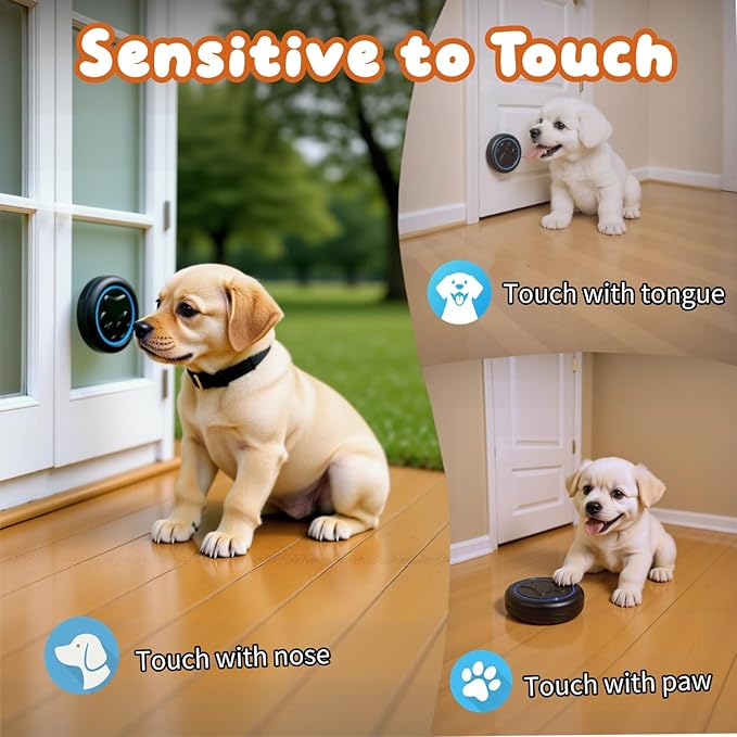 Wireless Dog Doorbell for Potty Training to Go Outside, Waterproof Pet Bell with 1 Touch Buttons and 1 Receiver, 1000 Feet Range, 60 Melodies & Adjustable Volume, Black