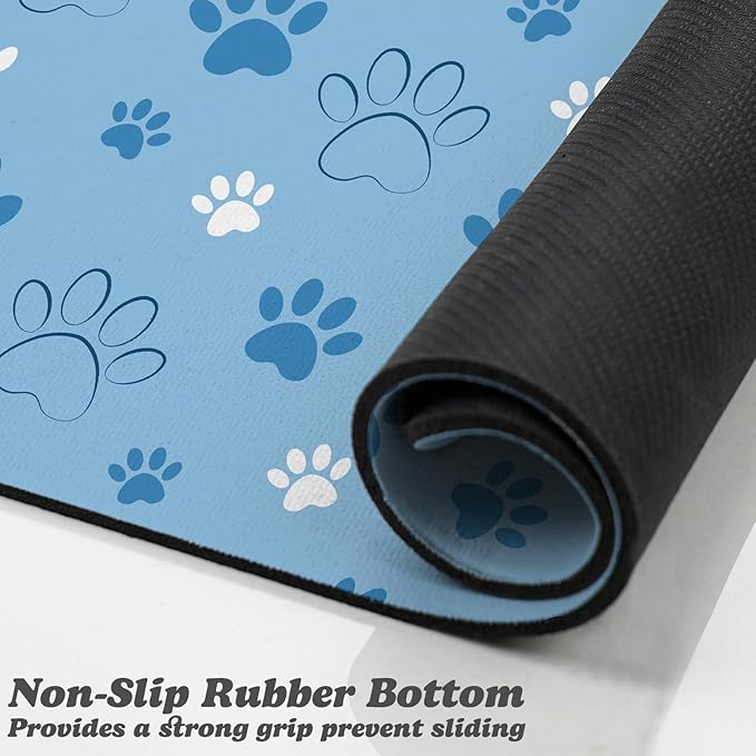 Dog Food Mat, Absorbent Water Bowl Mats Cat Pet Feeding Placemats Blue 24 * 32 inch