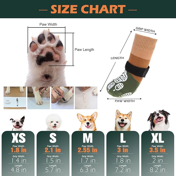 EXPAWLORER Anti Slip Dog Socks to Prevent Licking Paws, Dog Shoes for Cold Winter, Dog Booties for Hardwood Floors, Dog Boots & Paw Protectors with Grippers for Small Medium Large Senior Dogs S