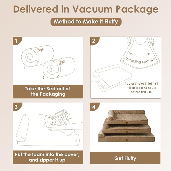 EHEYCIGA Memory Foam Dog Bed XLarge Sized Dogs, Extra Large Dog Bed Orthopedic with Washable Removable Cover, Waterproof XL Pet Bed Couch for Crate, 41x27x6.5 Inches, Camel