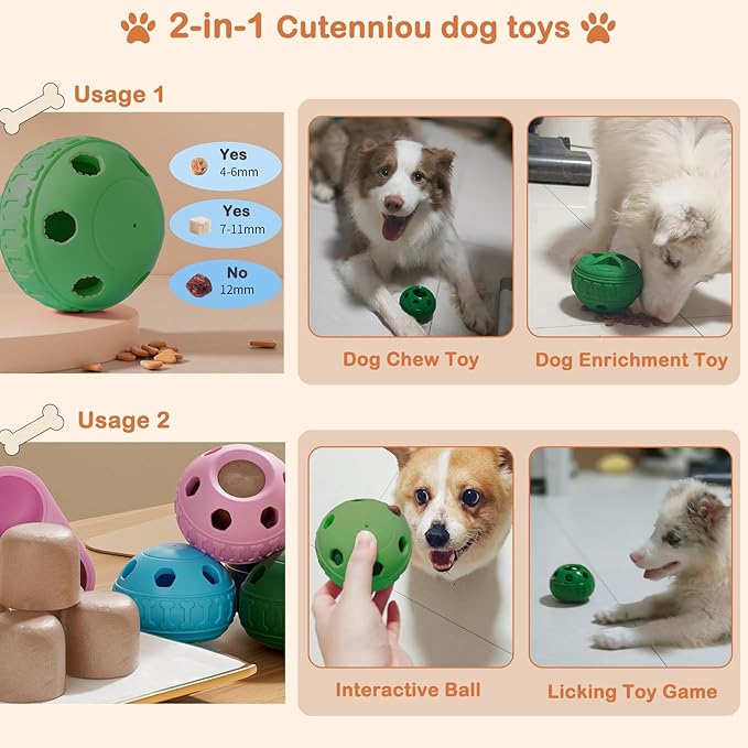 CUTENNIOU 2 in 1 Interactive Dog Toy and Silicone Tray with Lid, Dog Enrichment Toys for Large Dogs 25-75 lbs, Freezable Dogs Chew Toy to Keep Them Busy, Frozen Treat Dispensing for Slow Food Training