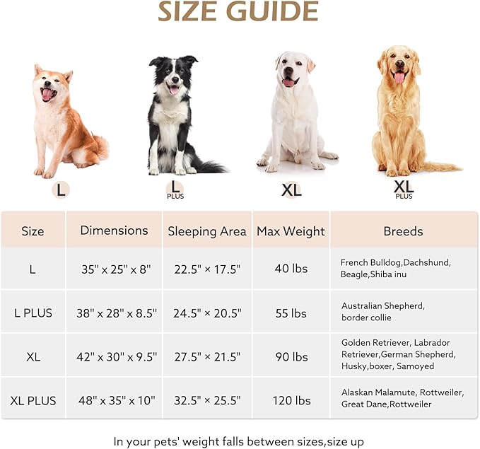 JOEJOY Extra Large Orthopedic Dog Beds Large Sized Dog, Extra Thick Supportive Big Dogs Bed with Sides, Ultra Soft Pet Bed Sofa, Beige, 48''x35''