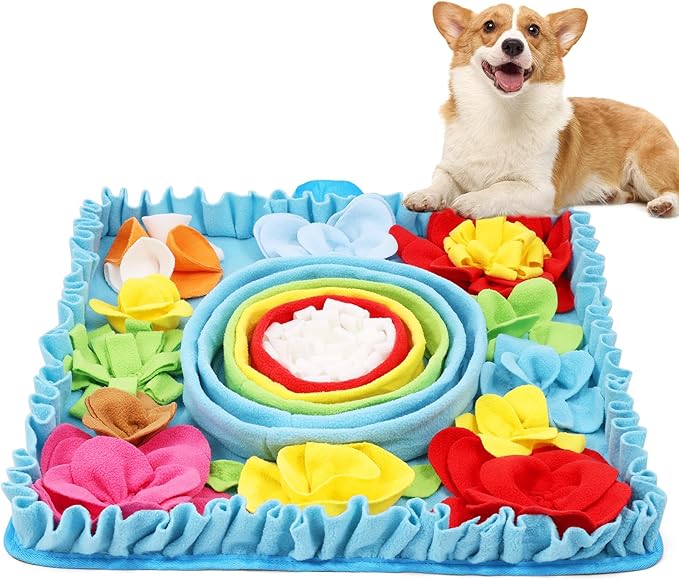 ORIA Snuffle Mat for Dogs, 20x20'' Slow Feeder Mat for Mental Stimulation & Boredom, Dog Puzzle Toy & Rabbit Foraging Mats with Anti-Slip Bottom for Small Medium Large Dogs Puppies Cats Rabbits