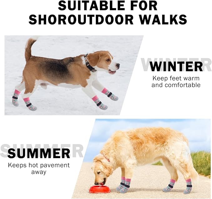 SCENEREAL 6Pcs Anti Slip Dog Socks to Prevent Licking Paws for Hot/Cold Pavement, Dog Grippy Socks for Hardwood Floors, Dog Shoes for Boots & Paw Protectors for Puppy Small Medium Large Senior Dogs