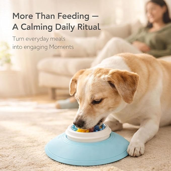 Slow Feeder Dog Lick Sphere, Interactive Lick Bowl for Dogs & Cats, Ball-Shaped Liquid Food Feeder, Non-Slip Enrichment Toy for Wet Food & Treats (Yellow)
