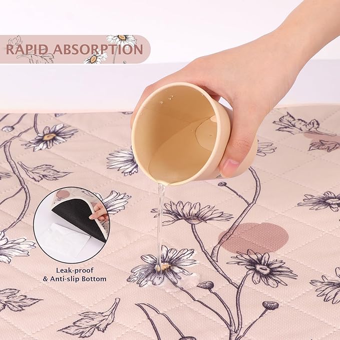 IEUUMLER Washable Pee Pads for Dogs Extra Large 71" x 71", 1 Pack Non-Slip & Waterproof Whelping Pad, Reusable Puppy Potty Training Pad with Fast Absorbent for Playpen EU007 (Pink Daisy, 71"X71"-1pcs)