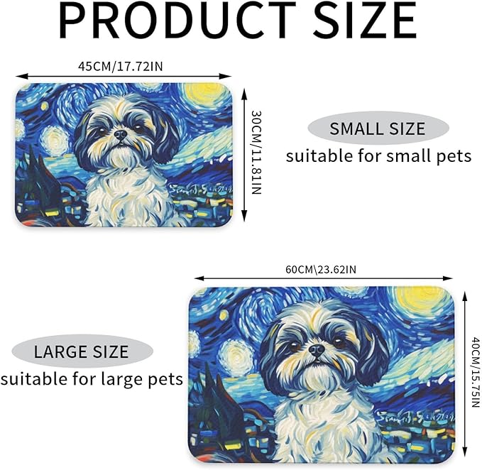 Shih Tzu Dog Food Mat for Floors Waterproof,Quick Dry Anti-Slip Dog Bowl Mats for Food and Water,Pet Feeding Mats,Pet Placemat for Messy Drinkers to Protect Floors,Pets Supplies 17.72×11.81in