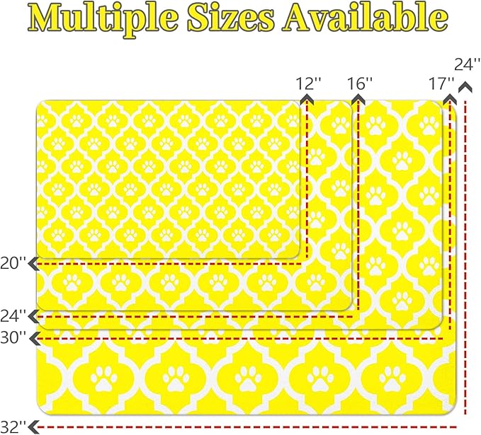 Dog Food Mat 24X32 Inch Pet Feeding Absorbent Mats for Floor Cat Water Bowl Placemats Non-Slip Washable Dog Mat for Food and Water